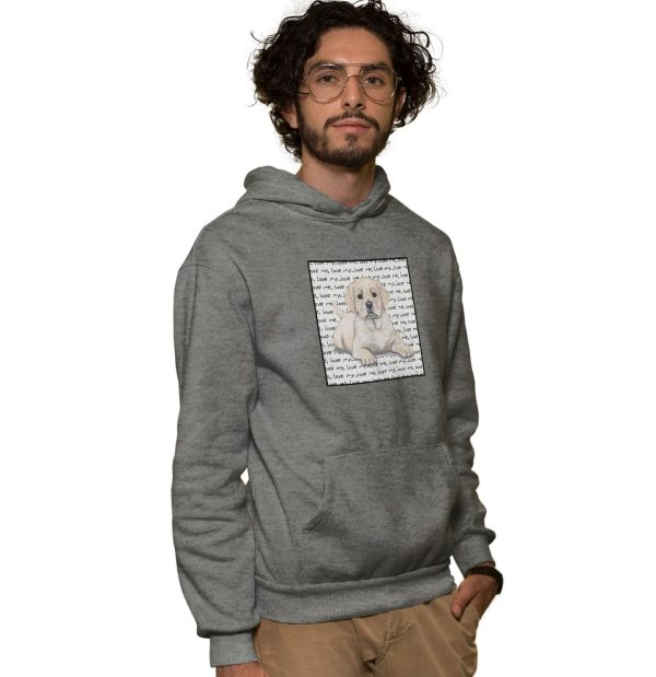 Yellow Labrador Retriever Puppy Love Text - Adult Unisex Hoodie Sweatshirt Online now - Image 3