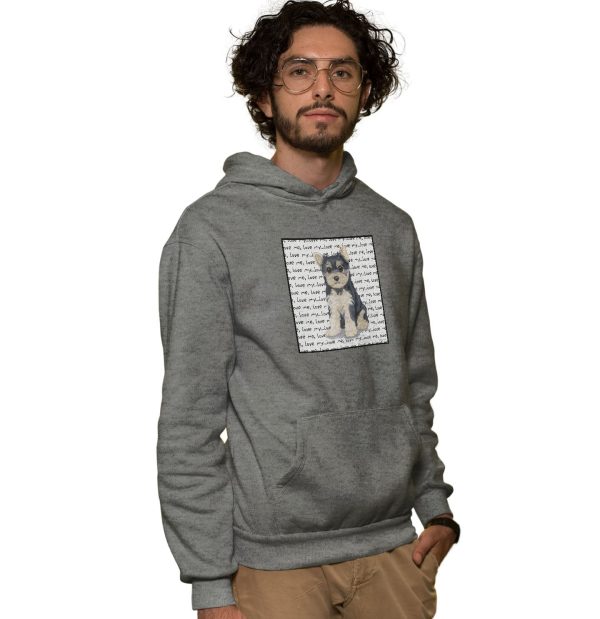 Yorkshire Terrier Puppy Love Text - Adult Unisex Hoodie Sweatshirt Online - Image 3