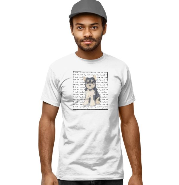Yorkshire Terrier Puppy Love Text - Adult Unisex T-Shirt on Sale - Image 5