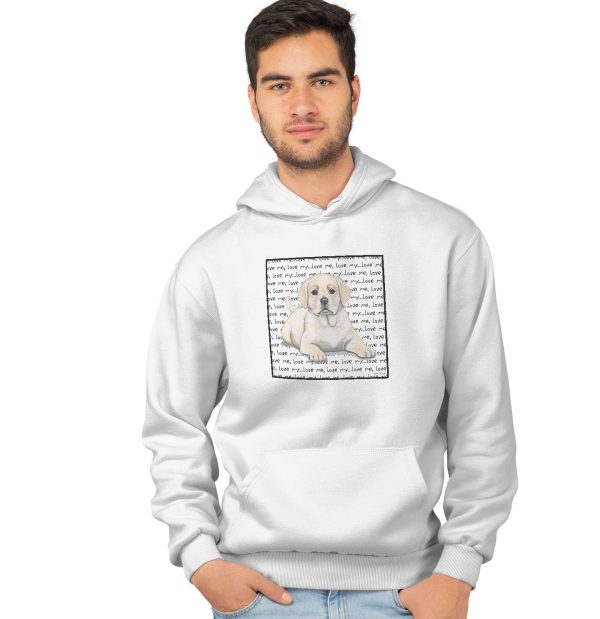 Yellow Labrador Retriever Puppy Love Text - Adult Unisex Hoodie Sweatshirt Online now