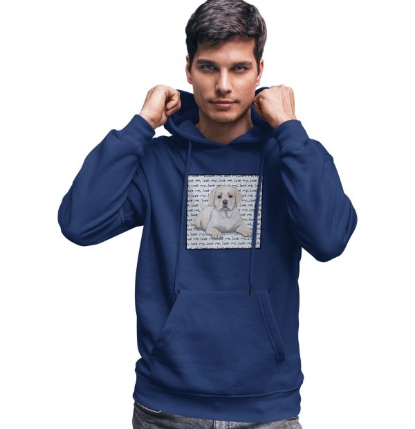 Yellow Labrador Retriever Puppy Love Text - Adult Unisex Hoodie Sweatshirt Online now - Image 4
