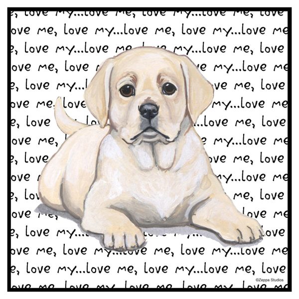 Yellow Labrador Retriever Puppy Love Text - Adult Unisex Hoodie Sweatshirt Online now - Image 2