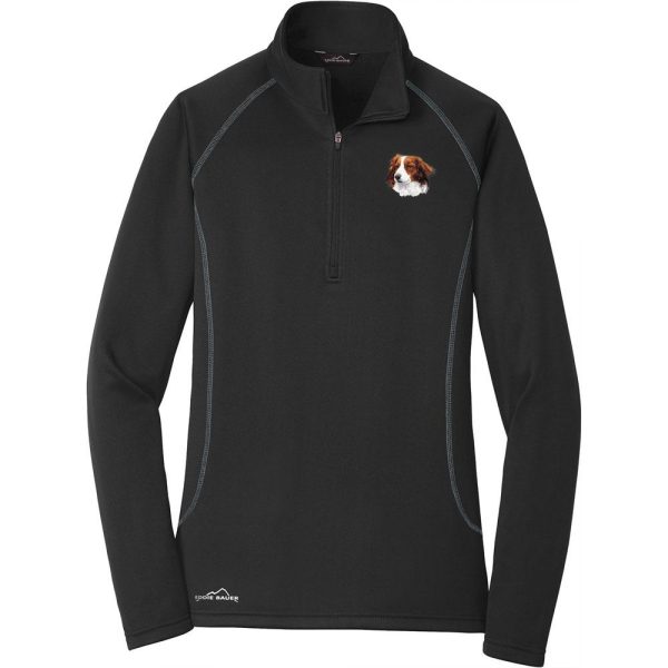 Nederlandse Kooikerhondje Embroidered Eddie Bauer Ladies Quarter Zip Pullover Fleece on Sale
